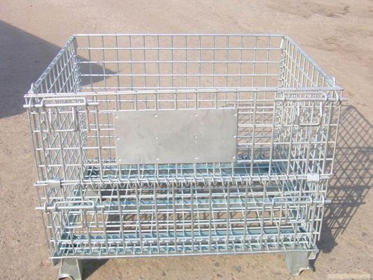 Ciężkie galwanizowane metalowe klatki magazynowe / składane pojemniki sieci drutowej do noszenia