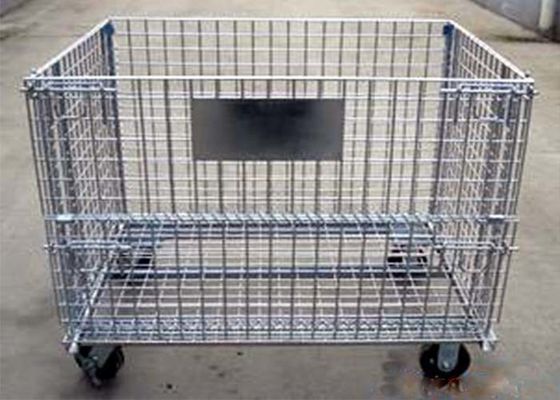 Pojemnik ze złożonym drutem stalowym, pojemnik z drutem przemysłowym Klatki magazynowe