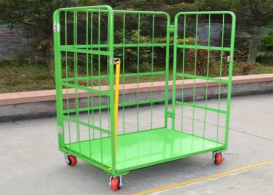 Składające się składane siatki drutowej Klatki magazynowe, wózek z klatkami rolkowymi do transportu