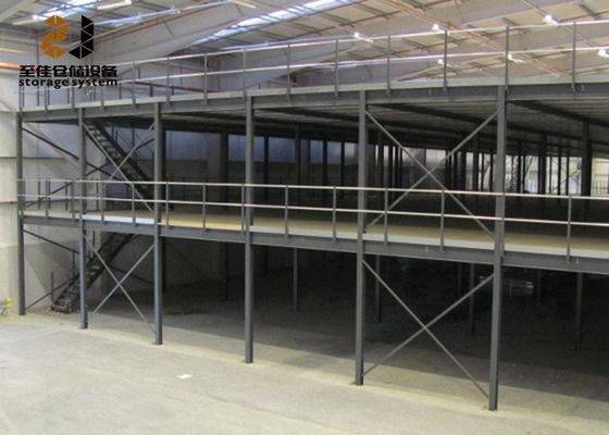 Epoxy Powder Coated Industrial Mezzanine Floors 2 layer Storage Warehouse Racking