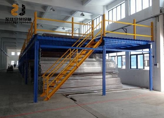 Epoxy Powder Coated Industrial Mezzanine Floors 2 layer Storage Warehouse Racking